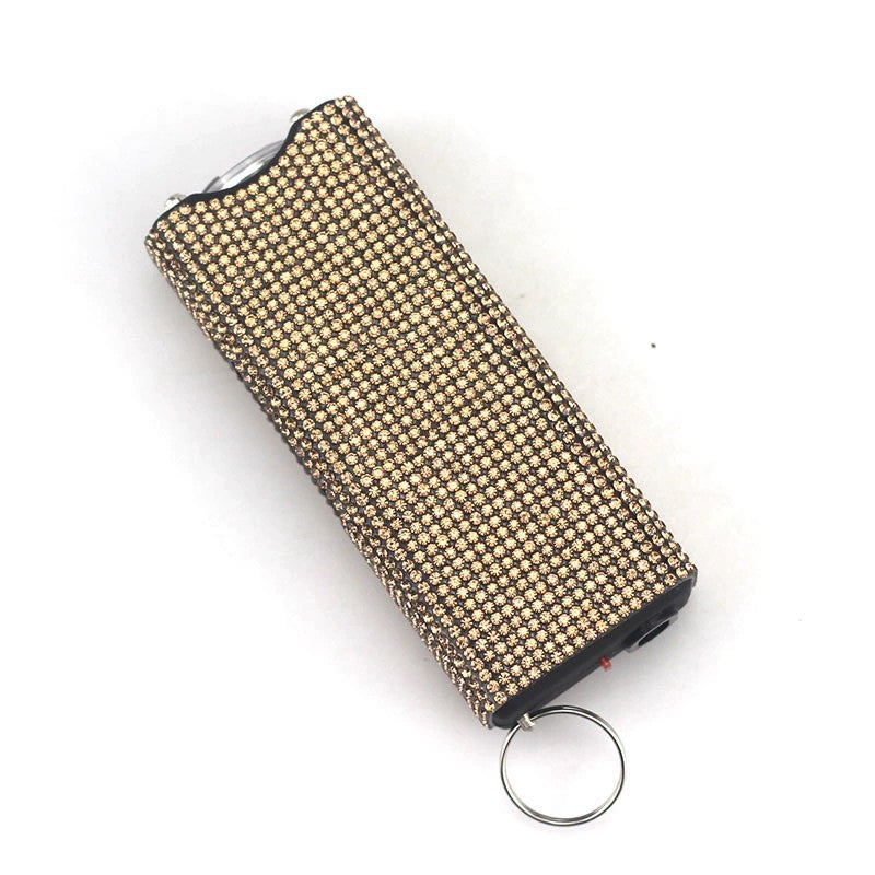 Self Defense Rhinestone Flashlight Electric Shock Keychain 21