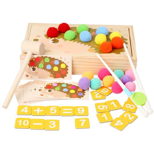 Wooden Montessori Toys Rainbow Clip Beads Fine Motor Skills