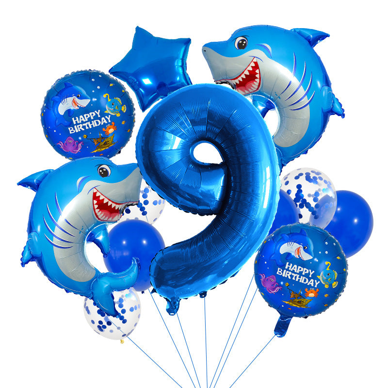 Ocean Shark Foil Balloon Set Kids Birthday Party Decoration 11