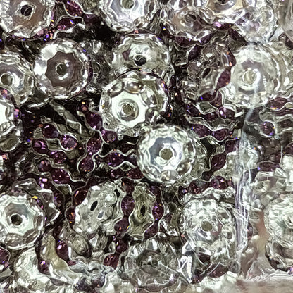 50pcs 12mm Rhinestone Wavy Spacer Beads DIY Jewelry Making 9