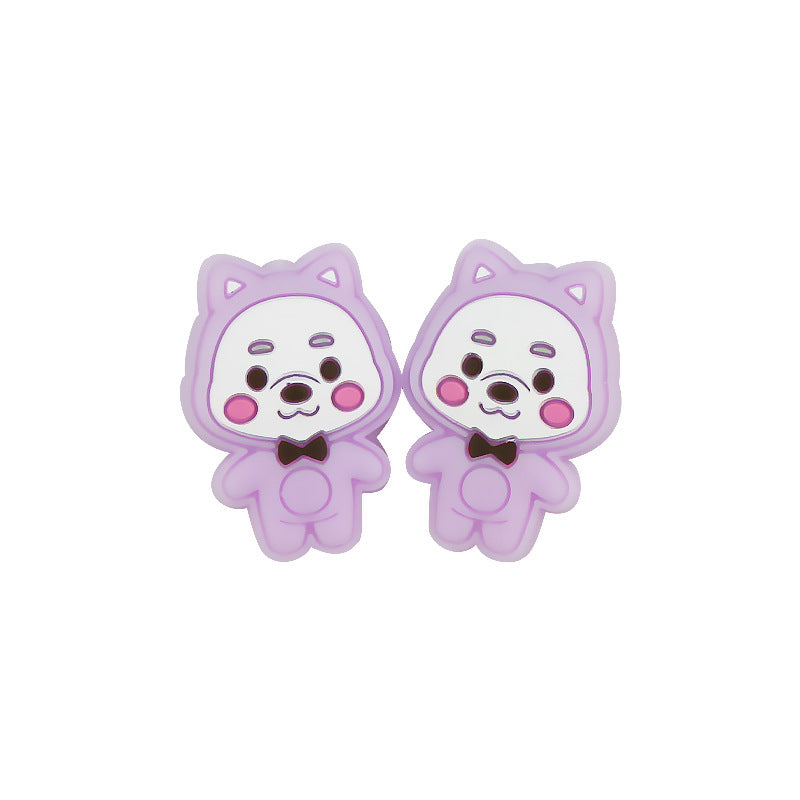 Silicone Focal Beads Colorful Little Bear Front Facing 7