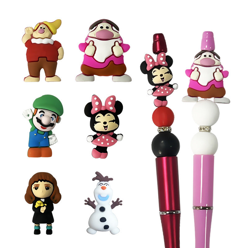 20Pcs Silicone 3D Focal Beads Mini Dwarfs with Pointed Hats
