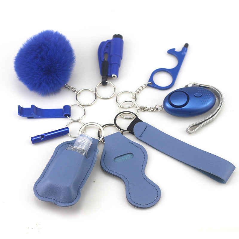 Outdoor Self Defense Alarm Whistle Pompom Keychain 10 Pack 16