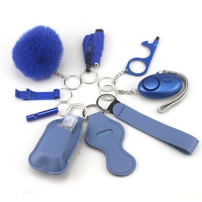 Outdoor Self Defense Alarm Whistle Pompom Keychain 10 Pack 16