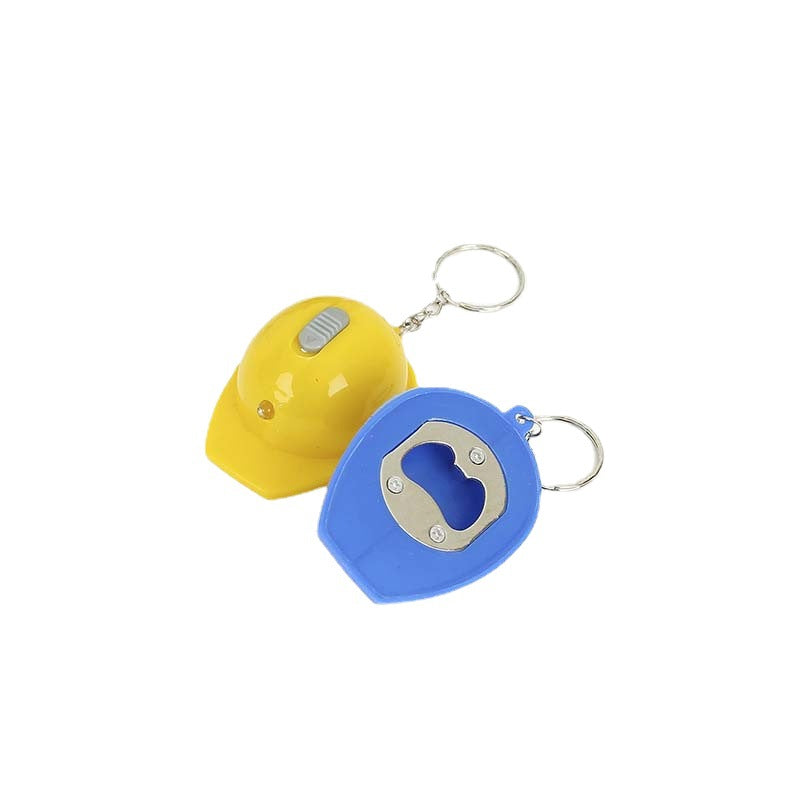 Light Up Safety Helmet Bottle Opener Plastic Keychain 5