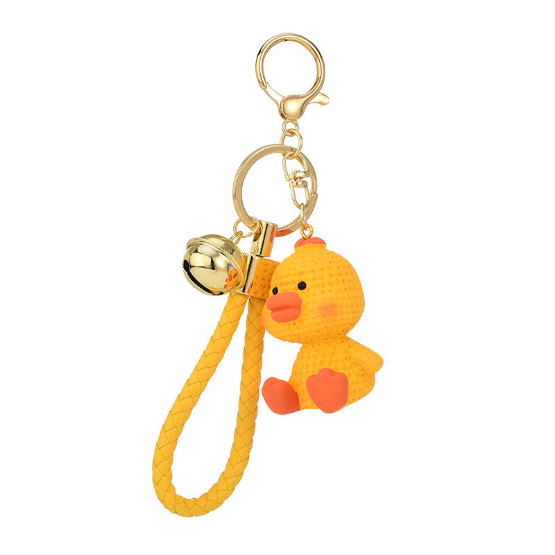 Resin Wool Animal Keychain Cute Charm with Braided Strap 4
