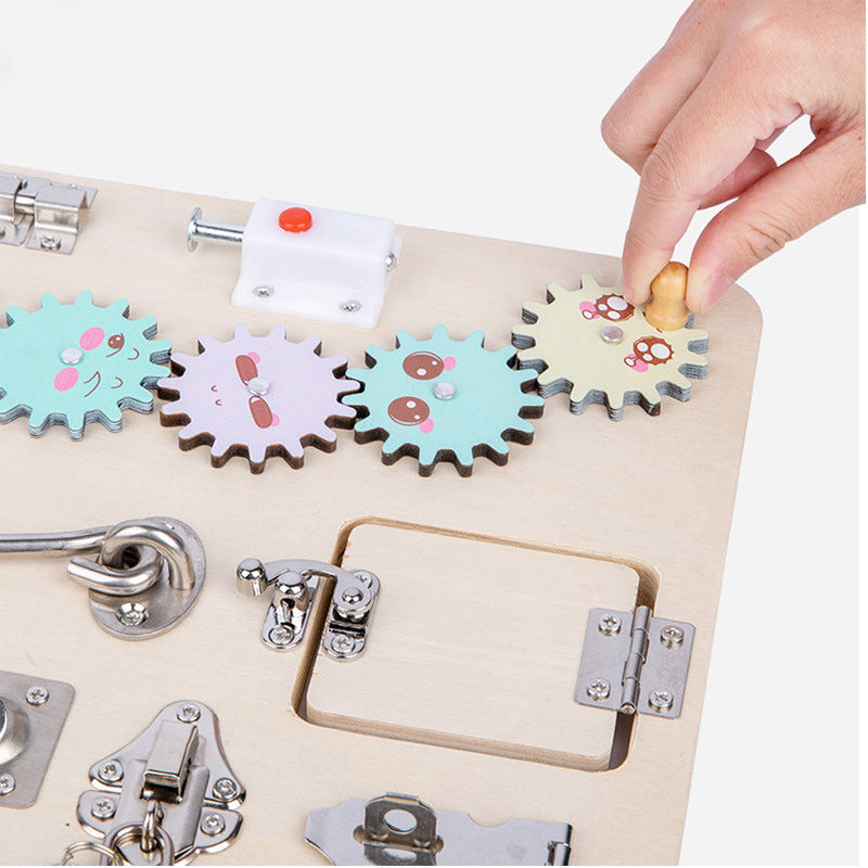 Wooden Montessori Busy Board Educational Fine Motor Skills Toy 2