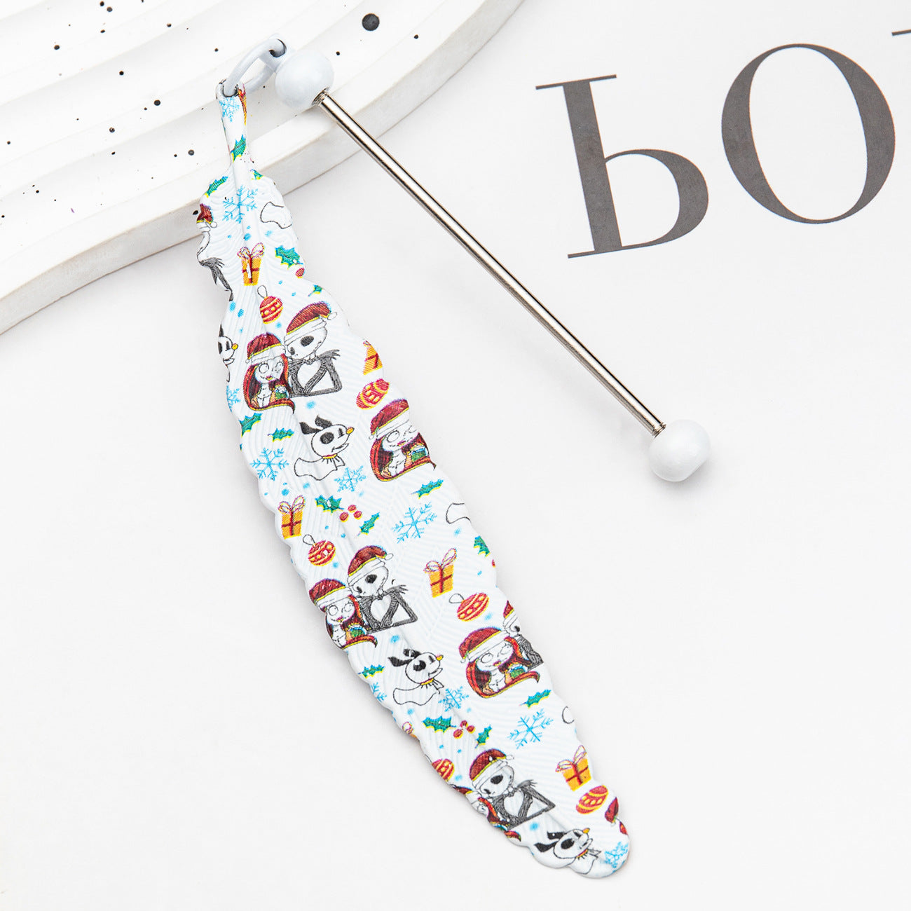 Halloween Christmas Feather Beadable Bookmark Metal DIY Craft Supplies 11