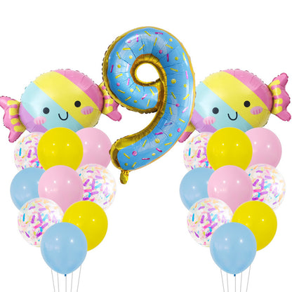 Candy Donuts Foil Balloon Set Party Decoration 1Set 12