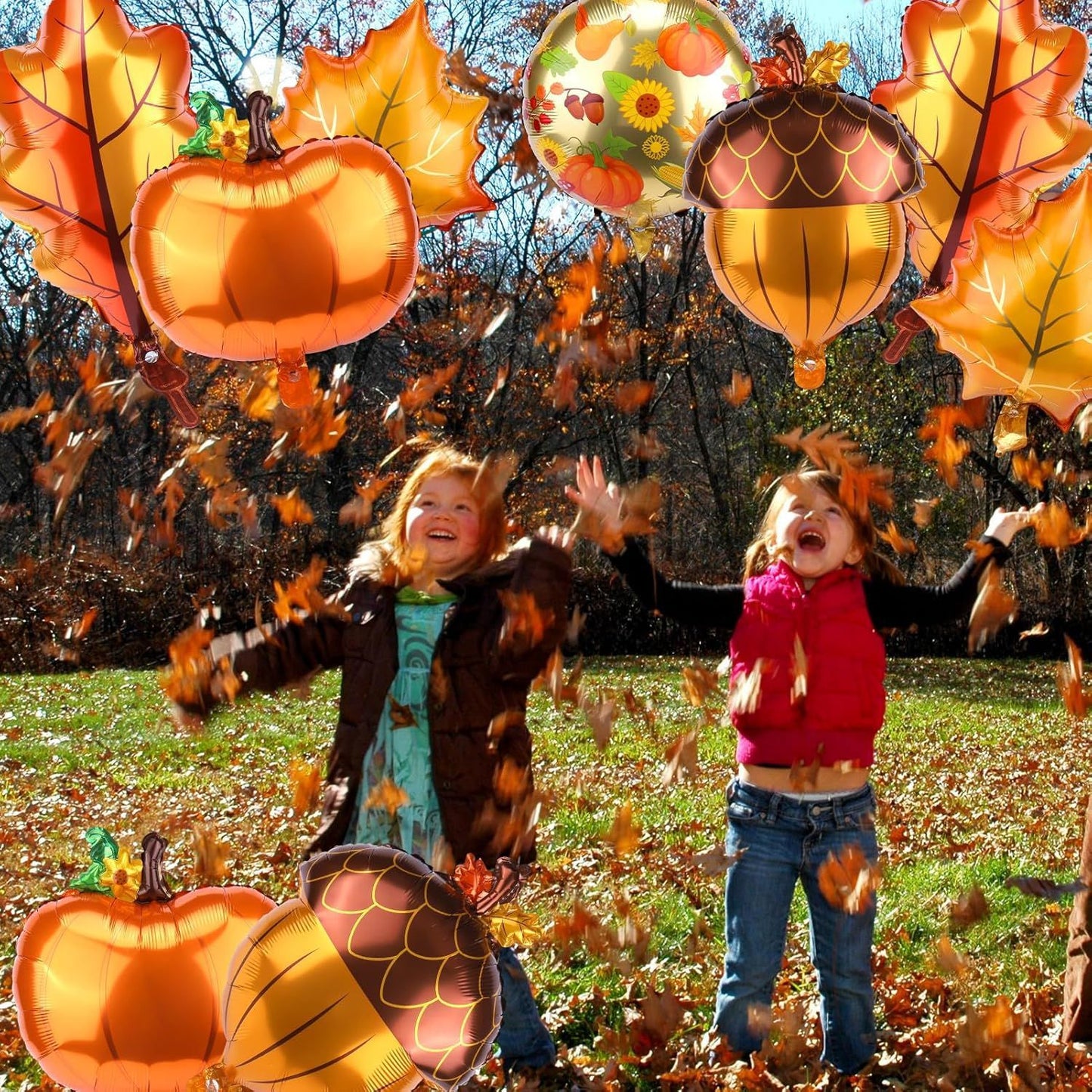 Pumpkin and Maple Leaf Foil Balloon Set Thanksgiving Party Decoration 4