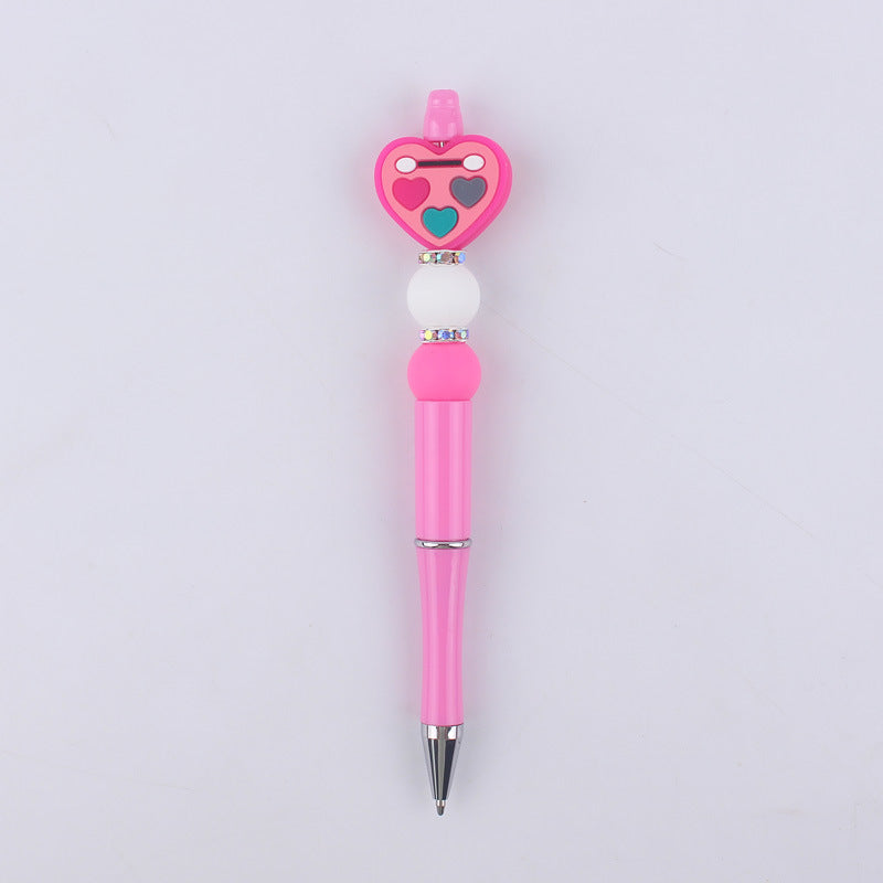 Pink Heart Silicone Beaded Pens Handmade Novelty Office School Gift 7
