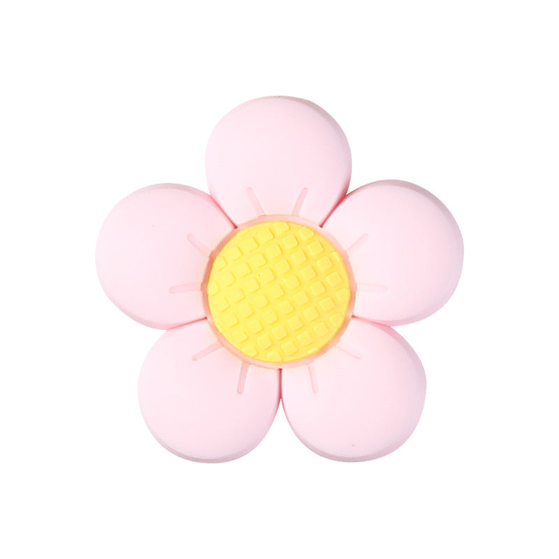 Silicone Focal Beads Flower Children Smiling Face with Rose Red Flower 11