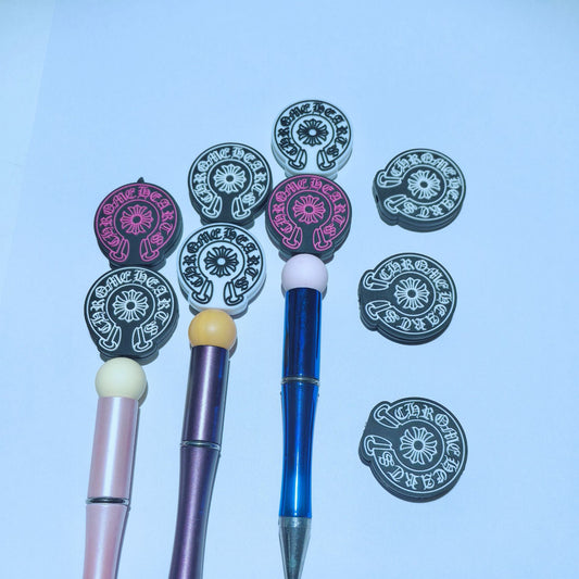 20Pcs Silicone Focal Beads Design Class Printed Text Detail
