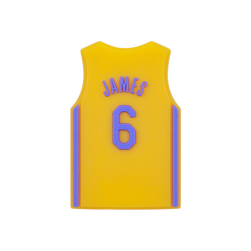 20Pcs Silicone Focal Beads Basketball Jersey Design Flat Shape 7