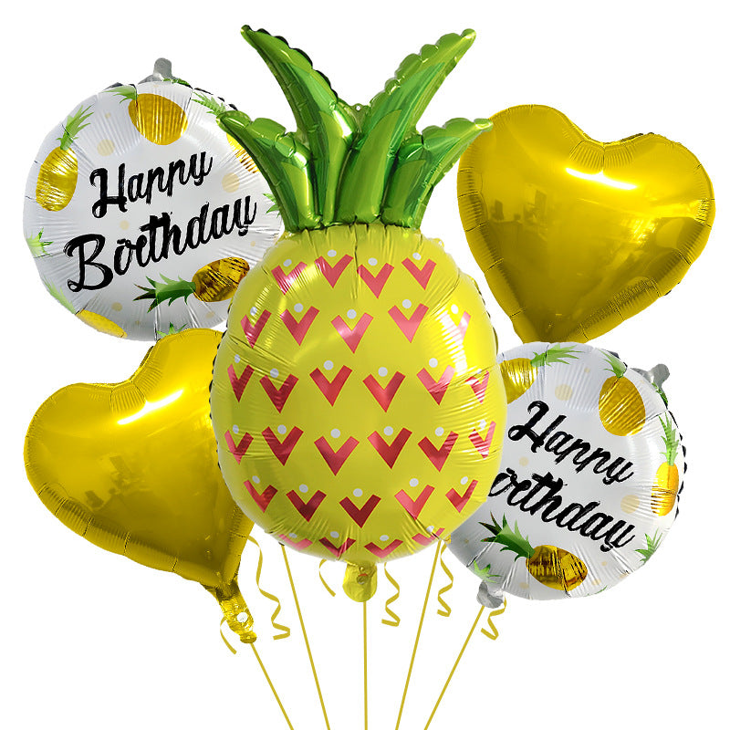 Summer Fruit Foil Balloons Birthday Party Decoration Set 5pcs 10