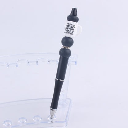 Black Cup Silicone Beaded Pens Handmade Novelty Pen Gift 6