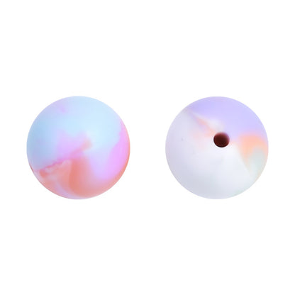 20pcs 15mm Candy Color Tie Dye Silicone Beads Multi Color 9
