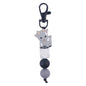 Cartoon Animal Cattle Silicone Bead Keychain with Beaded Charm 11