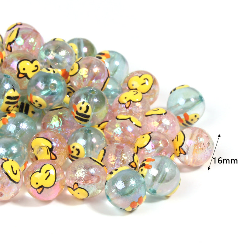 10pcs 16mm Bee Duck Acrylic Beads Transparent DIY Bracelet Making 4