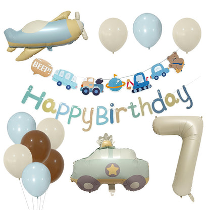 Retro Police Car and Airplane Foil Balloons Birthday Party Set 10