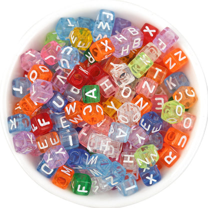 100pcs 6mm Square Acrylic Letters Beads Colorful DIY Accessories 7