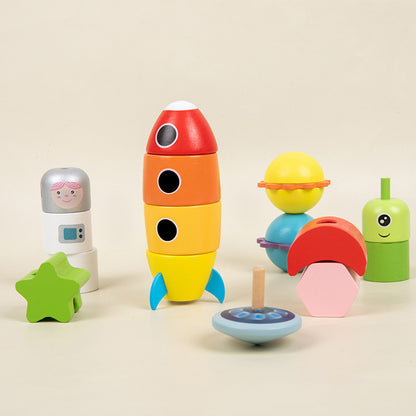 Space Theme Wooden Bead Maze Educational Toy for Kids 4