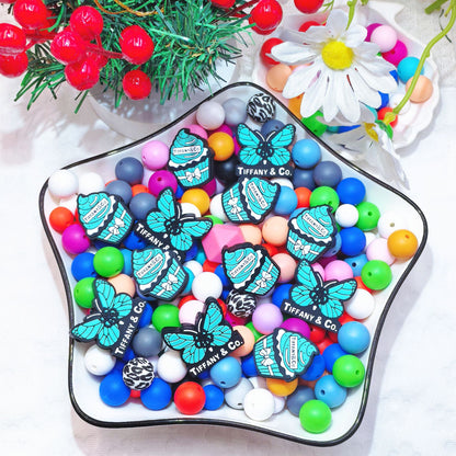 20Pcs Silicone Focal Beads Butterfly Cupcake Ice Cream Holding Sign Base 5