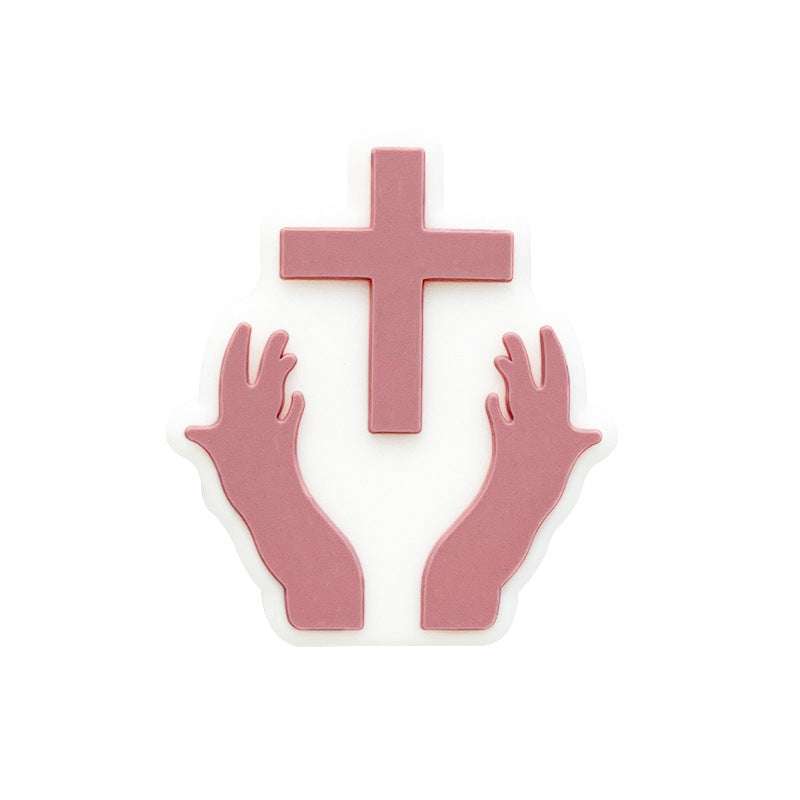 20pcs Silicone Focal Beads Pacifier Chain Hands Holding Cross 8