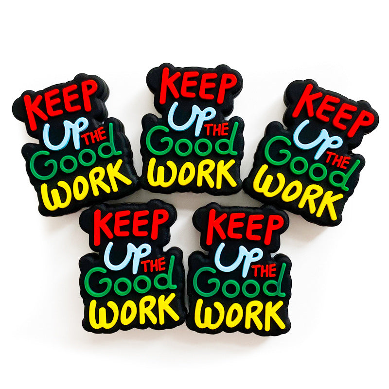 20pcs Silicone Focal Beads Motivational Quote Keep Up The Good Work 3