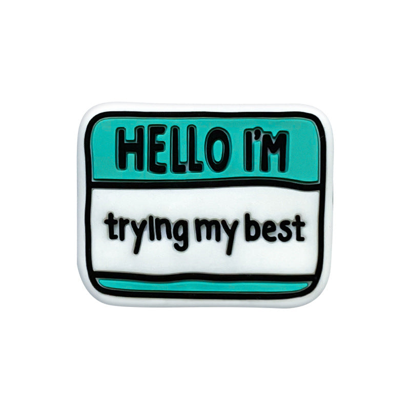 20Pcs Silicone Focal Beads Hello Im Trying My Best Printed Text 7