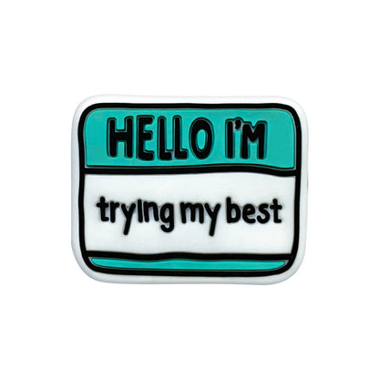 20Pcs Silicone Focal Beads Hello Im Trying My Best Printed Text 7