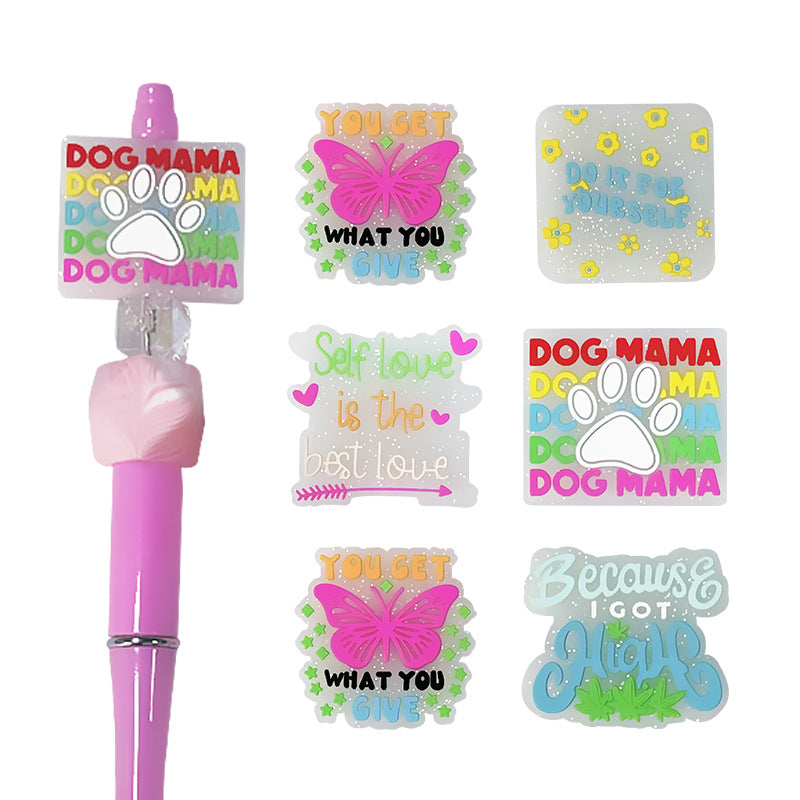 20Pcs Silicone Focal Beads Glow In The Dark with Inspirational Text Designs