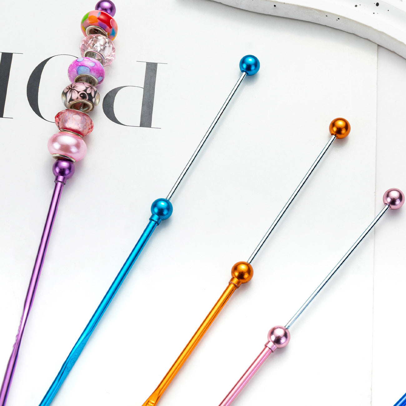 Beadable Crochet Hooks Metal DIY Craft Tool 3.0mm-6.0mm Sizes 3