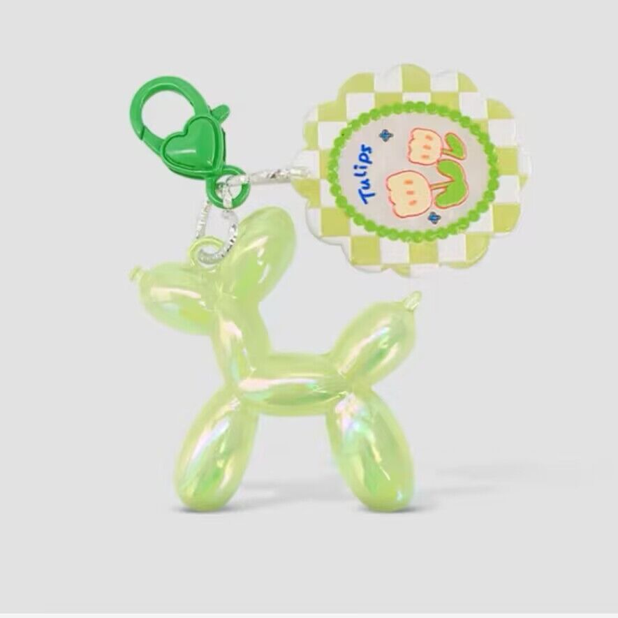 Balloon Dog PVC Keychain with Flower Charm Heart Clasp 6