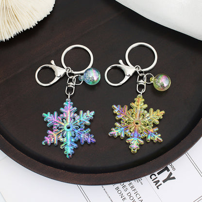 Creative Snowflake Acrylic Keychain Iridescent Charm 4