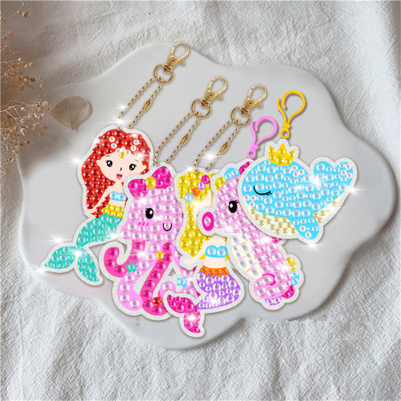 DIY Gem Diamond Painting Keychain Kit Mermaid Sea Life 15pcs 2