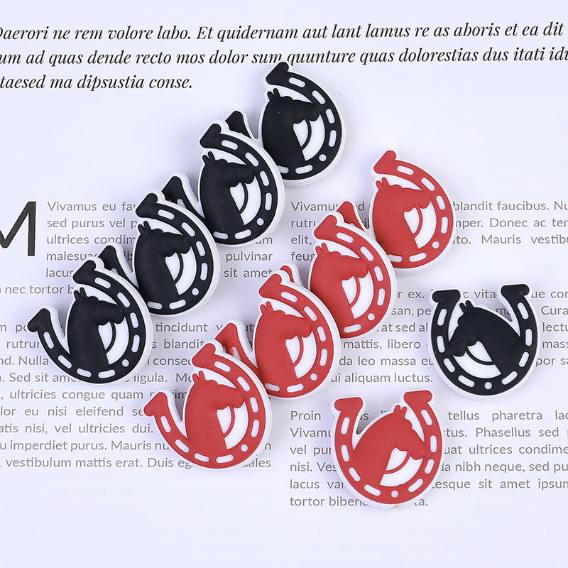 20pcs Silicone Focal Beads Horse Horseshoe Shape Design 2