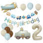 Retro Police Car and Airplane Foil Balloons Birthday Party Set 5