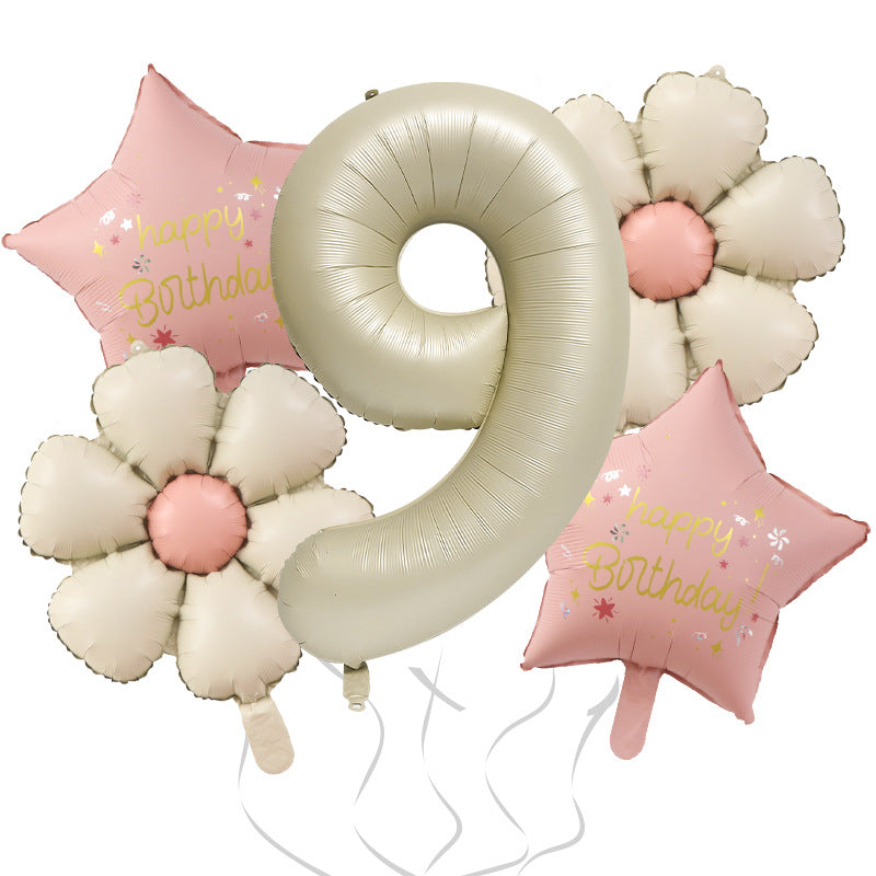 Milk White Bow Ties Bear Retro Daisy Foil Balloon Set 13