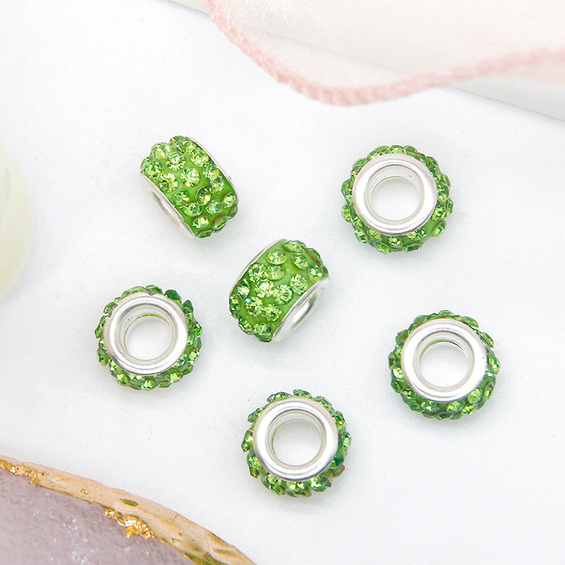 50pcs 12mm 3-Row Large Hole Rhinestone Spacer Beads DIY Jewelry Making 13