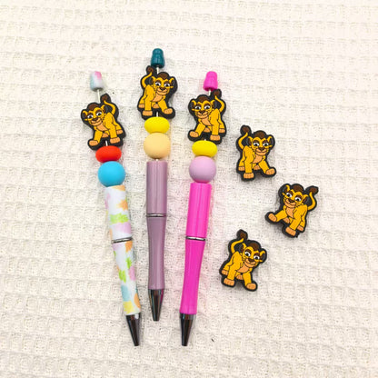 20Pcs Silicone Focal Beads Young Lion Cub Front Facing 4