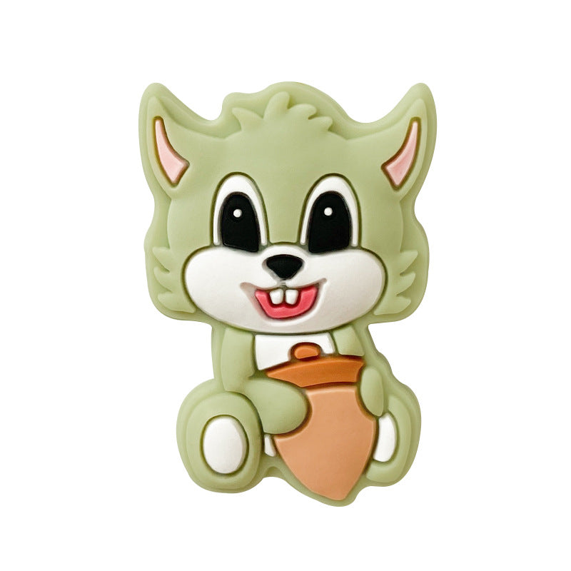 20pcs Silicone Focal Beads Squirrel Holding Acorn Design 4