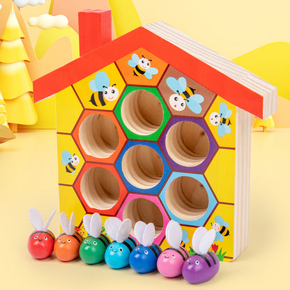 Wooden Montessori Toys Bee Catching Fine Motor Skills 20x18x4cm 5
