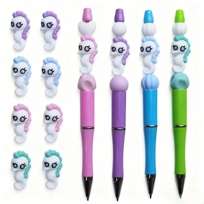 20Pcs Silicone 3D Focal Beads Cartoon Colored Seahorse Side Profile