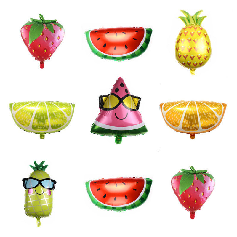 Fruit Foil Balloon Set Watermelon Pineapple Strawberry 5pcs