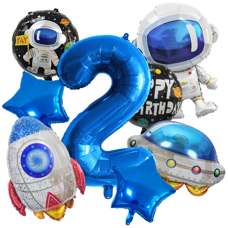 Spaceman Rocket Astronaut Foil Balloon Birthday Party Decoration Set 7
