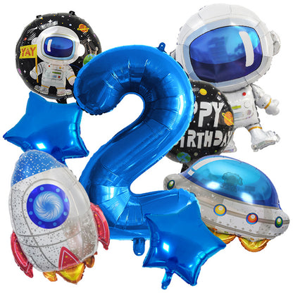 Spaceman Rocket Astronaut Foil Balloon Birthday Party Decoration Set 7