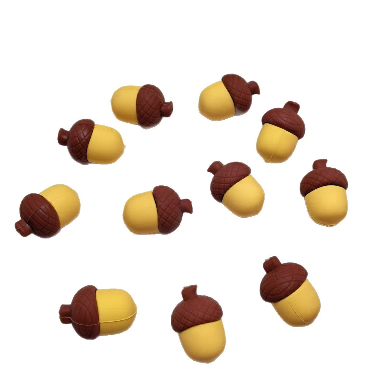 20Pcs Silicone 3D Focal Beads Acorns Brown Cap Detail 5