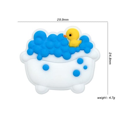 20Pcs Silicone Focal Beads Bath Tub with Blue Foam and Duck 2