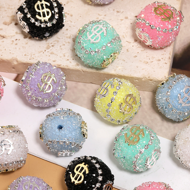 5pcs 19mm Dollar Bill Rhinestone Beads DIY Jewelry Making 5